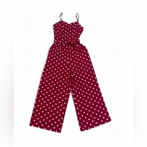 Emerald Sundae Juniors Red White Polka Dot Jumpsuit Size Small Tie Waist